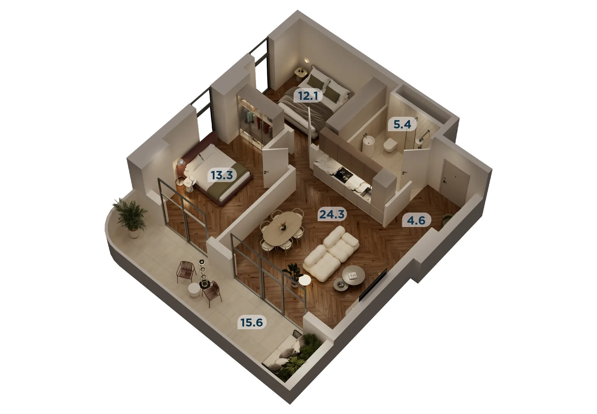 3 комнатная квартира N317