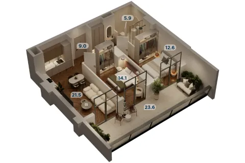 3 ოთახიანი ბინა N398