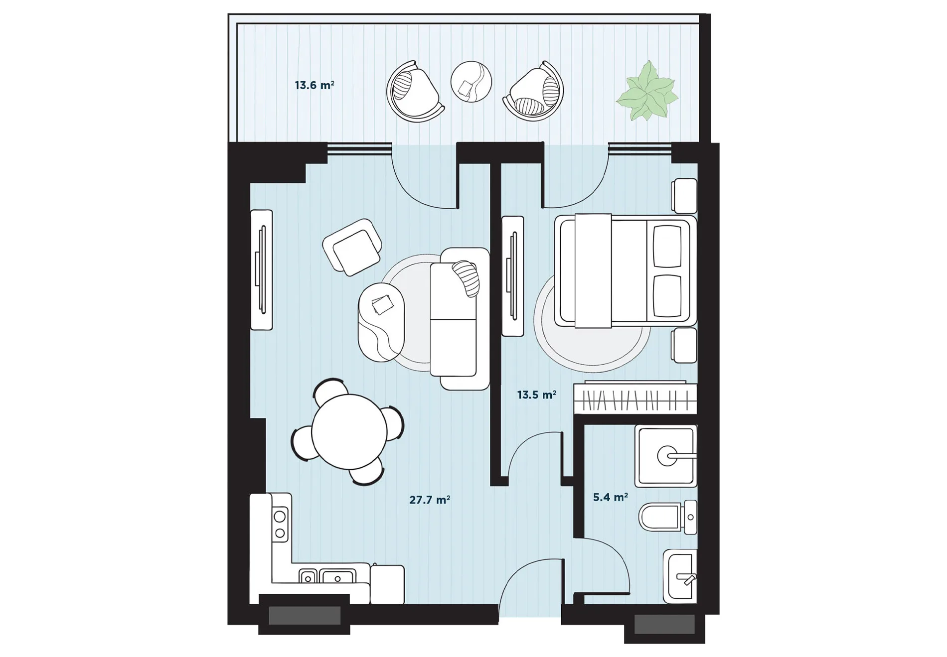 2 комнатная квартира N224