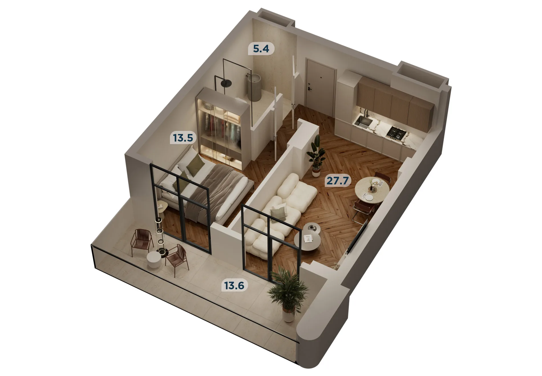 2 комнатная квартира N224