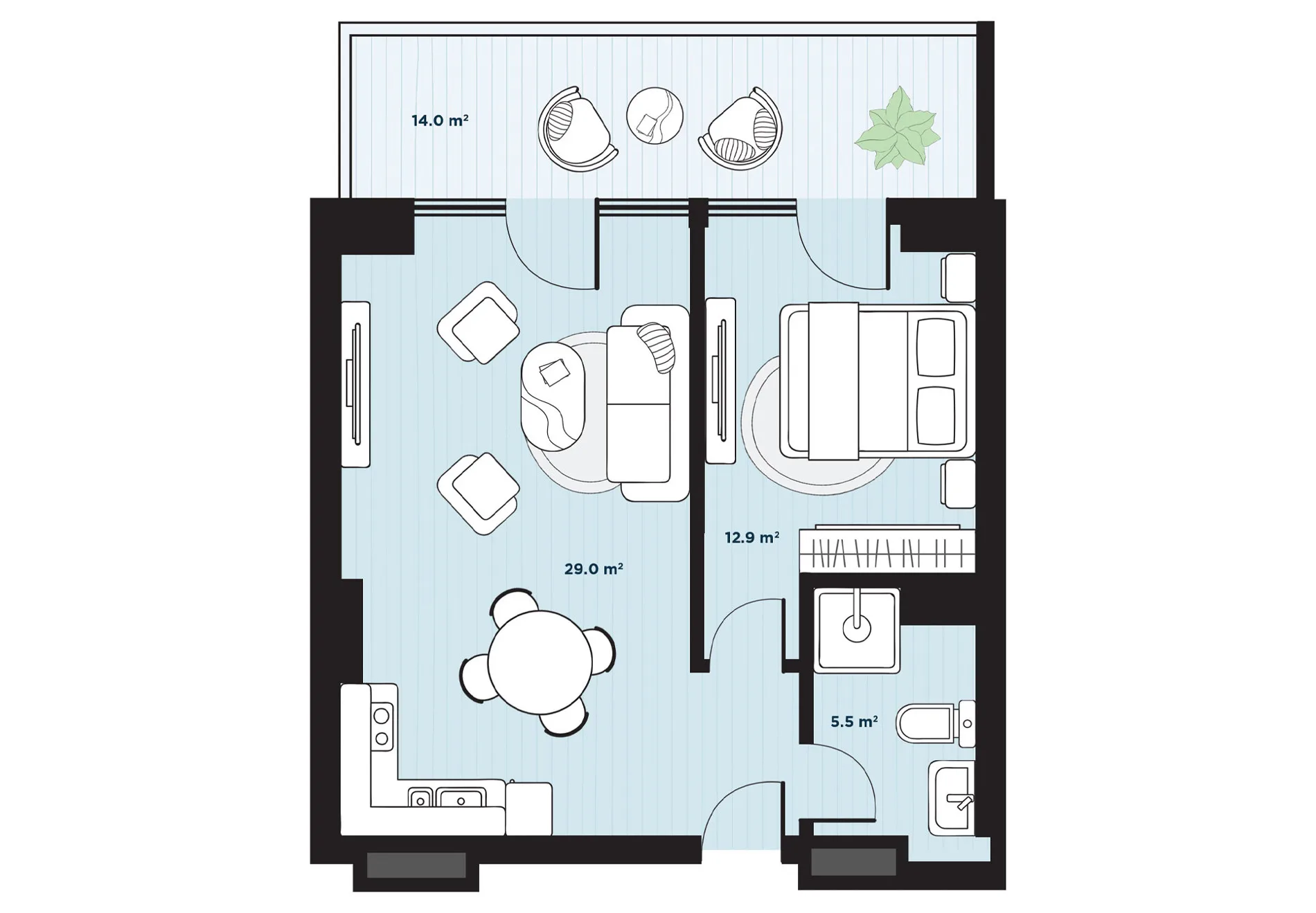 2 комнатная квартира N262