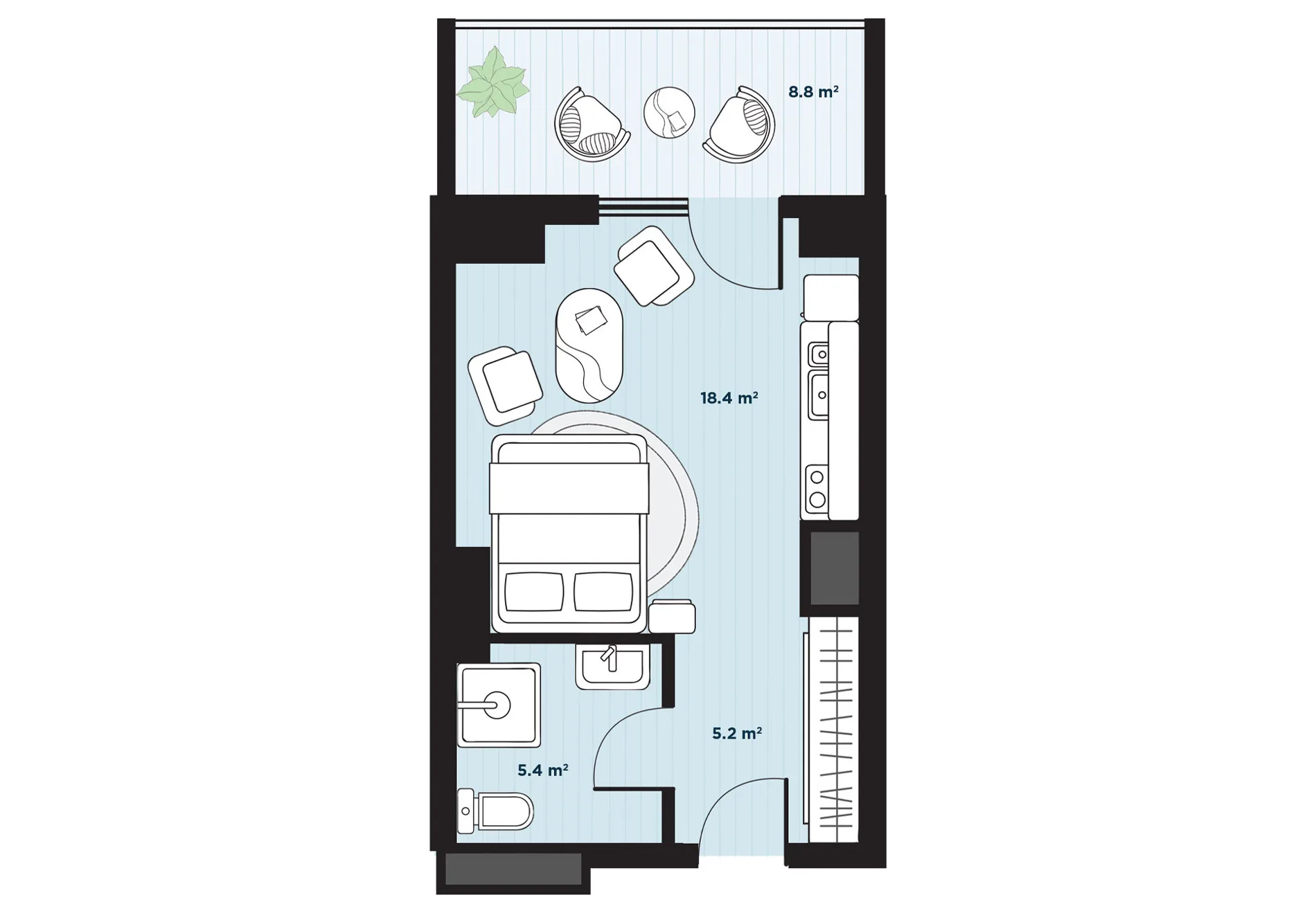 1 ოთახიანი ბინა N7