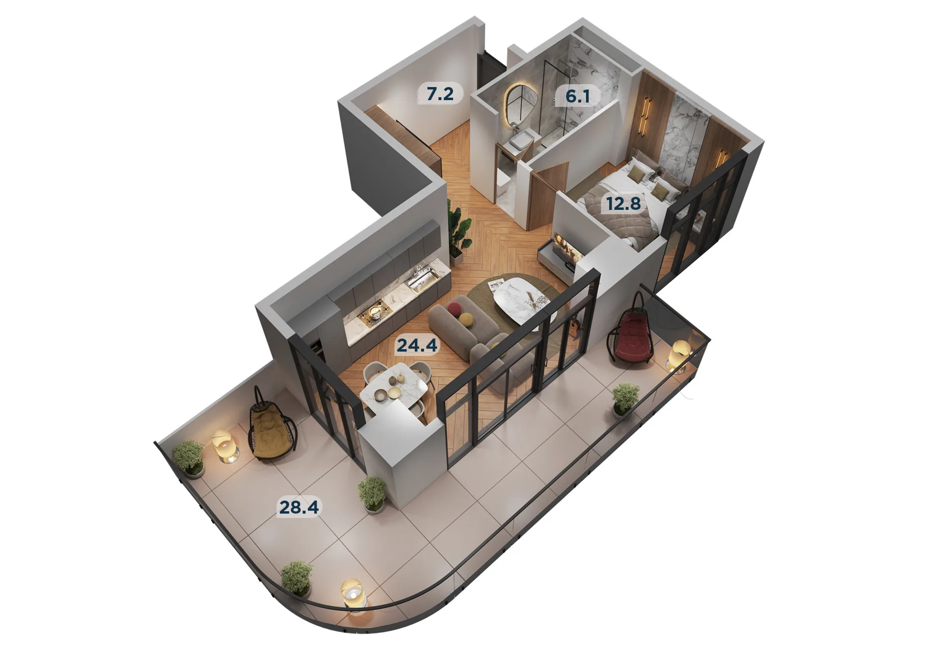 2 комнатная квартира N22