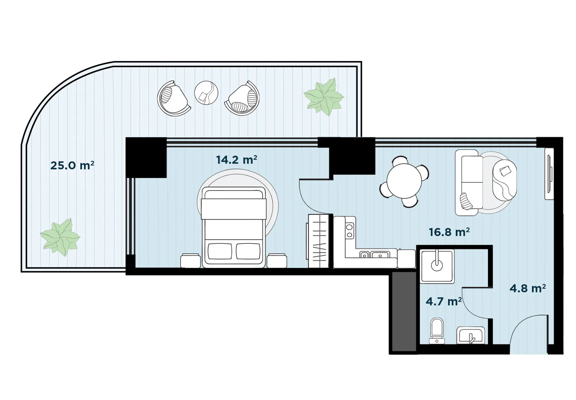 2 комнатная квартира N129
