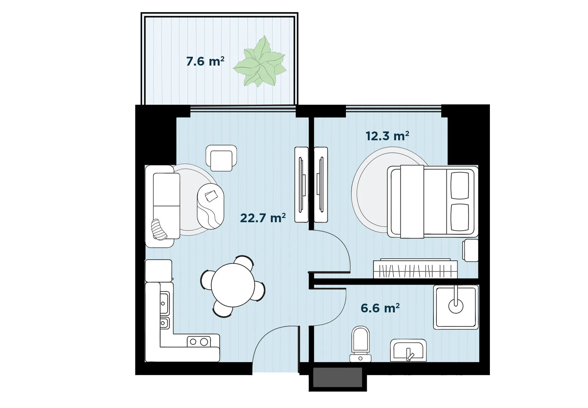 2 комнатная квартира N186
