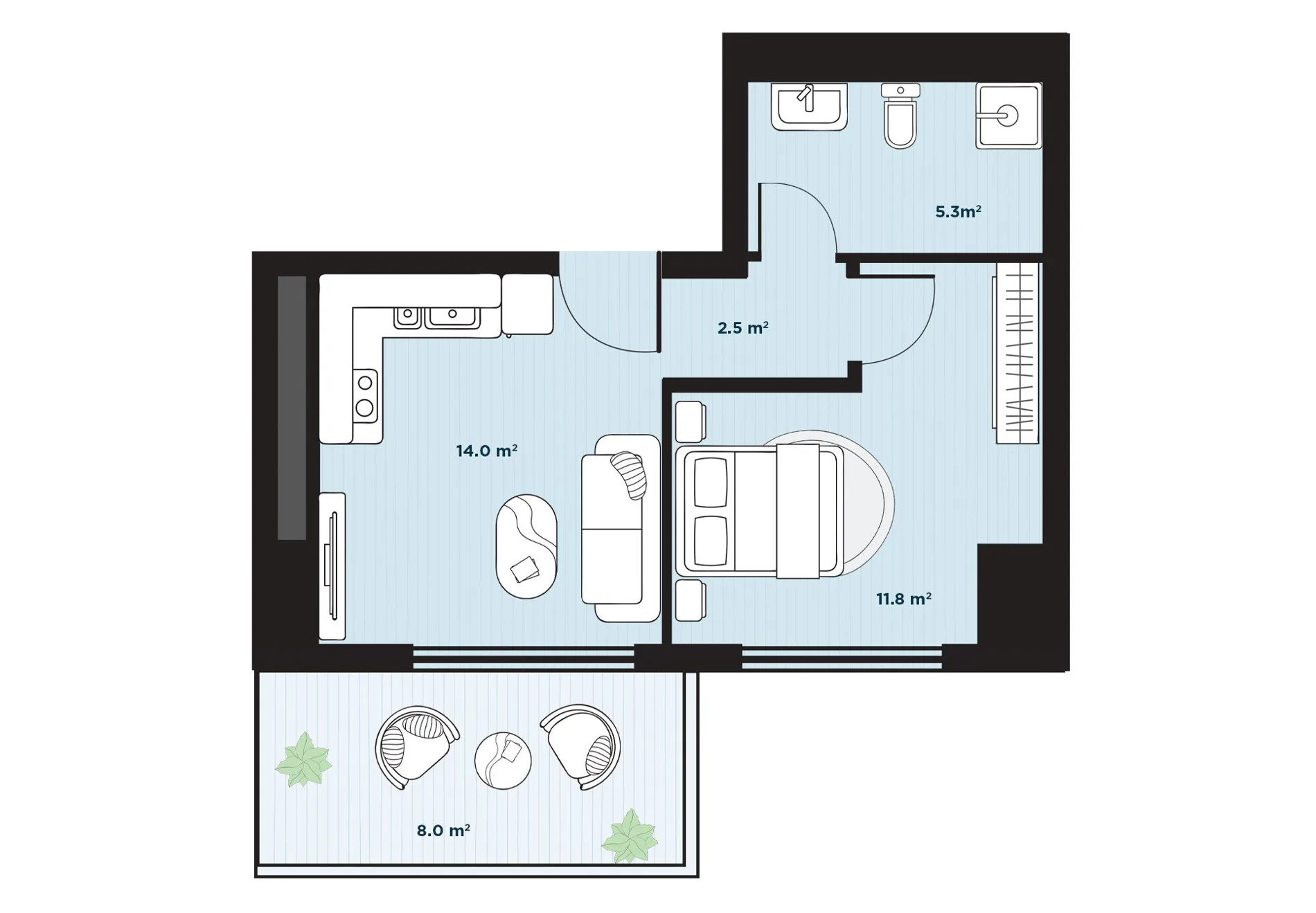 2 комнатная квартира N190