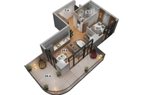 2 комнатная квартира N198