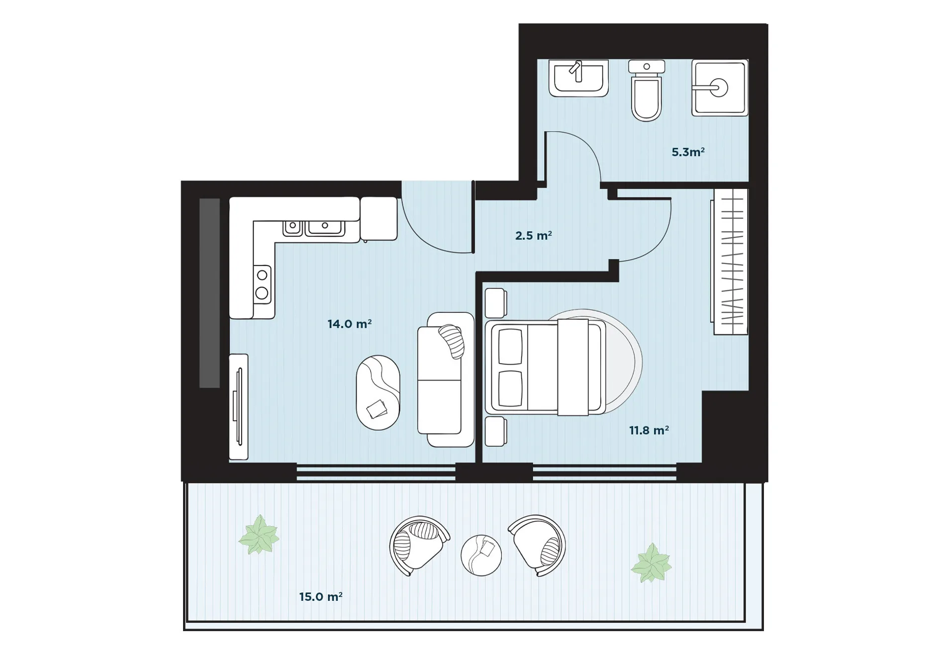 2 комнатная квартира N222