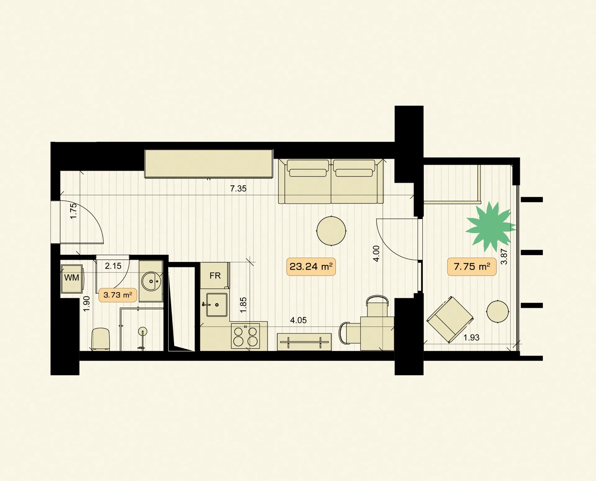 1 room apartment