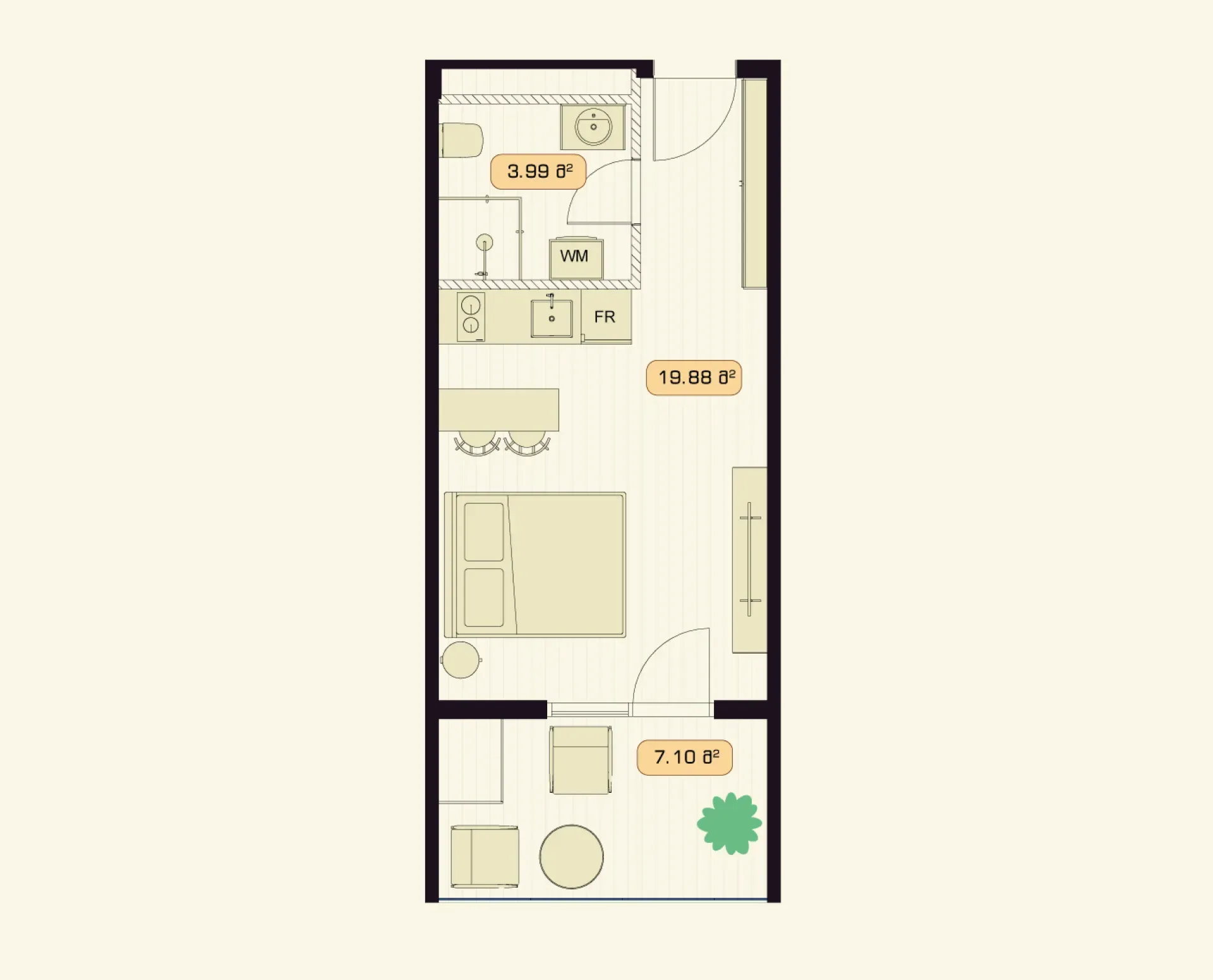 1 room apartment