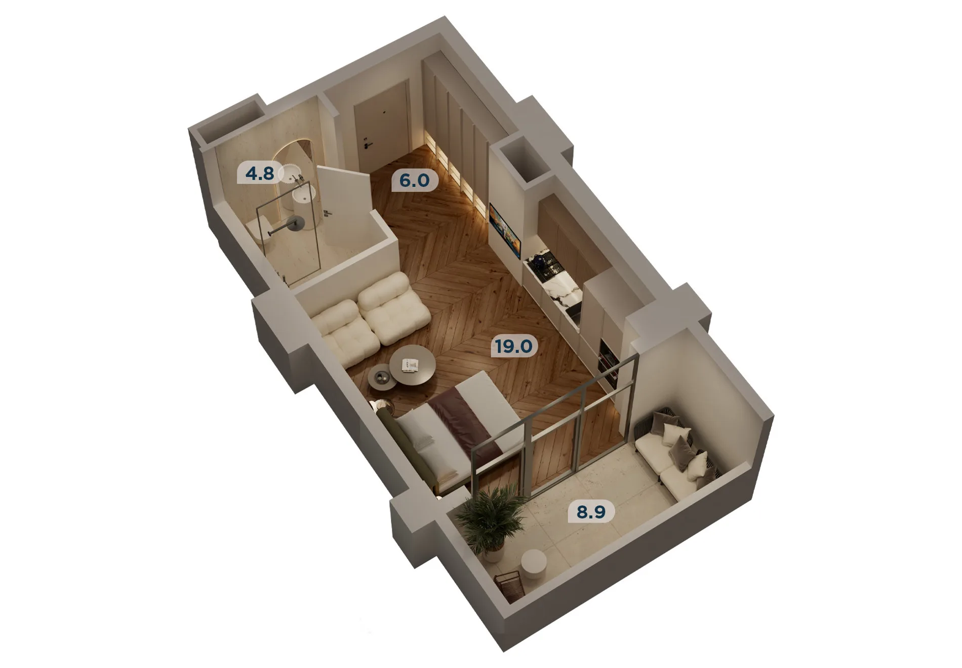 1 room apartment N222